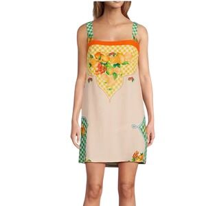 Antonio Melani Womens XL Eliana Fruit Printed Linen Square Neck Sleeveless Dress